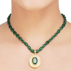 ANMOL ZIRCON ROUND GREEN  PENDANT