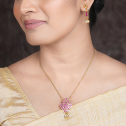22k Gold Plated Amolya Netra Pendant Set