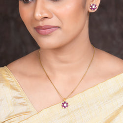 22k Gold Plated Amolya Phoolvika Pendant Set
