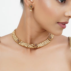 22k Gold Plated Tarini Mayuri Necklace set
