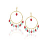 Gold Plated Balan Fluorite & Jade Hoops