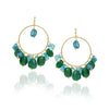 Gold Plated Balan Blue Topaz Green Onyx Hoops