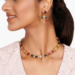 22k Gold Plated Teej Taranga Necklace Set