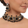 Gold Plated Ganga Jamuna Kundan Black Onyx Necklace Set