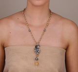 KUNDAN OXIDISED GOLEN DROP PENDANT
