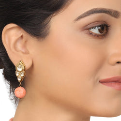 PINK CORAL KUNDAN EARRINGS