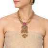 Gold Plated Deva Lakshmi Red Kundan Necklace Set