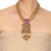 Gold Plated Deva Lakshmi Red Kundan Necklace Set
