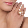 Gold Plated White Pearl Ring