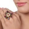 Gold Plated Tourmaline Kundan Ring