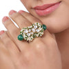 Gold Plated Kundan Green Onyx Ring