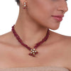 Gold Plated Celestial Flower Ruby Necklace Set
