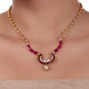 Gold Plated Celestial Ruby Gold Beads  Necklace Set