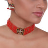 Gold Plated Pacchi Navrattan Coral Choker Set