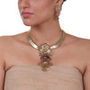 Gold Plated Sankranti Temple Ruby Peacock Necklace Set