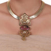 Gold Plated Sankranti Temple Ruby Peacock Necklace Set