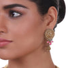 Gold Plated Sankranti Temple Ruby Peacock Necklace Set