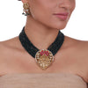 Gold Plated Sankranti Temple Onyx Kundan Necklace Set