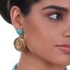 Gold Plated Sankranti Temple Turquoise Necklace Set