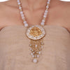 Gold Plated Sankranti Temple White Necklace Set