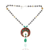 Gold & Silver Plated Mishran Marcasite Kundan Crescent Pendant Necklace