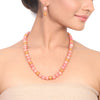 Gold Plated Dor Pink Agate Necklace Set