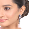 Silver  Plated Manihaar Rose Quartz Zircon Necklace Set