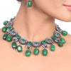 Silver Plated Manihaar Green Onyx Necklace Set