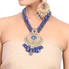 Gold Plated Manihaar Lapiz Necklace Set