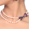 Black Plated Dor Pink Pearl Necklace Set