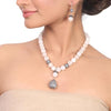 Silver Plated Dor White Opal Necklace Set