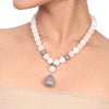 Silver Plated Dor White Opal Necklace Set