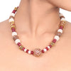 Gold Plated Dor Ruby Jade Necklace Set
