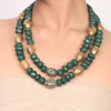 Gold Plated Dor Green Onyx Necklace Set