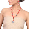 Silver Plated Dor Coral Zircon Necklace Set