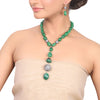 Silver Plated Dor Green Onyx Zircon ball  Necklace Set
