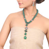 Silver Plated Dor Green Onyx  Zircon Necklace Set