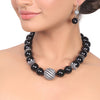 Silver Plated Dor  Zircon Black Onyx Necklace Set