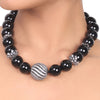 Silver Plated Dor  Zircon Black Onyx Necklace Set