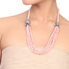 Silver Plated Dor Rose Quartz Zircon Necklace Set
