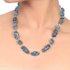 Silver Plated Dor Blue Agate Necklace Set