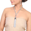 Silver Plated Dor Aqua Jade Necklace Set