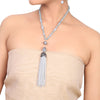 Silver Plated Dor Aqua Jade Necklace Set