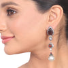 Silver Plated Kundala Garnet  Victorian Earrings