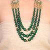 Gold Plated Vivaah Green  Onyx Kundan Kantha Set