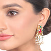 Gold Plated Vivaah Red Green Kundam Necklace Set