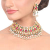 Gold Plated Vivaah Red Green Kundam Necklace Set