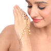 Gold Plated Vivaah Red Kundan Flower Haathphool Pair