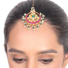 Gold Plated Vivaah Red Green Chand Kundan Tikka