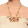 Gold Plated Taraash Red Kundan Long Necklace Set